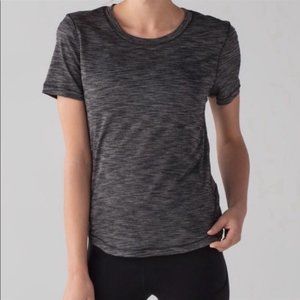 Lululemon Long Distance Short Sleeve Heathered Black size 4